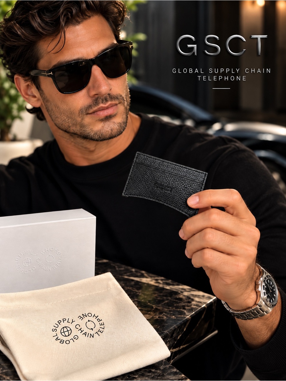 NEW GSCT Black Pebbled Leather Card Holder | Full Set